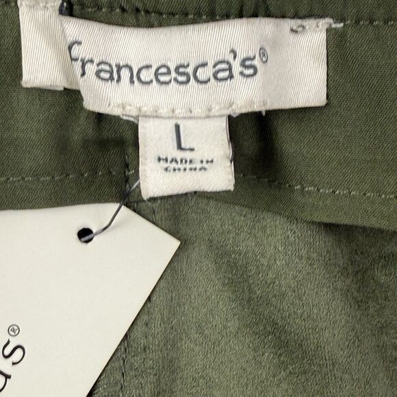NEW Francescas Wrap it up Skirt Skort Women Large Army Green Ultra Suede Vegan - Picture 5 of 9
